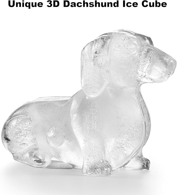 Nax Caki 3D Dachshund Dog Ice Cube Mold Fun Shapes, Dachshund Gifts for Women, Cute Large Craft Ice Mold, Big Dog Ice Cube Trays for Whiskey Cocktails Bourbon
