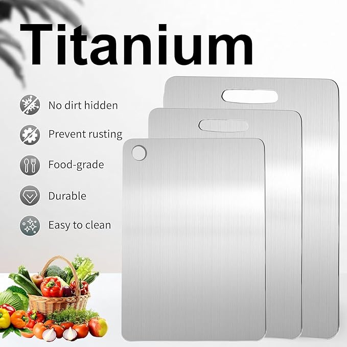 Katuchef Titanium Cutting Board,2026 New 100% Pure Titanium Cutting Boards for Kitchen,Non toxic Doubld-Side Durable Chopping Boards, Easy to Clean and Store(1PC-XL:18.11 * 11.81)