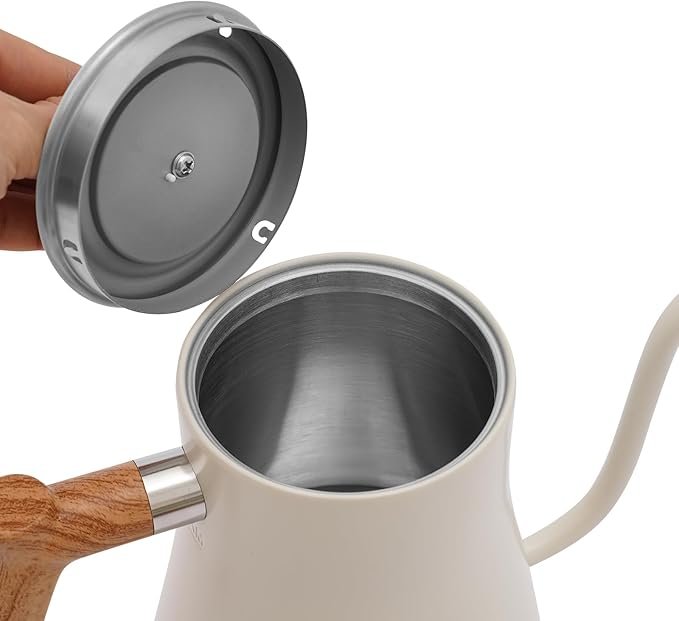 Gooseneck Electric Kettle, 0.24Gal Stainless Steel Electric Tea Kettle with Precision Temperature Control & LED Touchscreen, 1200W 90°Gooseneck Kettle for Tea Coffee (White)