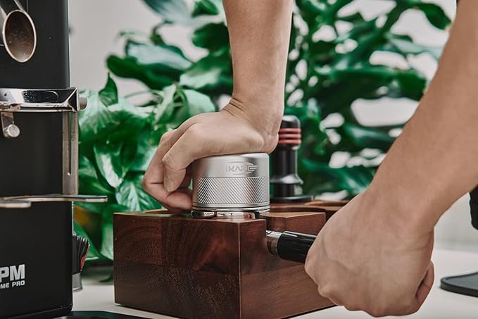 IKAPE Coffee Products, 51MM Espresso Tamper, Premium Barista Coffee Calibrated Tamper with Spring Loaded, 100% Stainless Steel Tamper Compatible with All 51MM Bottomless Portafilter (Silver)