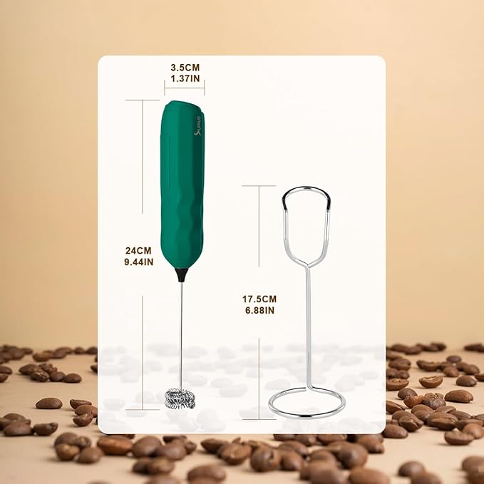 SUPRUS Ultra Fast Handheld Milk Frother Double Whisk with Stand 2 Batteries Stainless Steel for Lattes Cappuccino Matcha Hot Chocolate Coffee Bar Accessories Kitchen Gadgets Gift