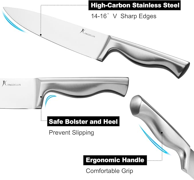 15 PCS Kitchen Knife Set with Non-Slip Handle, Ultra Sharp High Carbon Stainless Steel