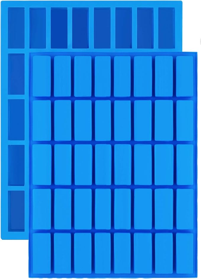Mity rain 2 pack 40 Cavity Narrow Rectangle Silicone Caramel Candy Molds Chocolate Bar Mold for Truffles, Ganache, Jelly, Praline, Brownie, Butter, Ice Cube Tray