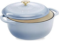 Best Choice Products 6 Quart Enamel Cast-Iron Round Dutch Oven, Family Style Heavy-Duty Pre-Seasoned Cookware for Home, Kitchen, Dining Room, Oven Safe w/Lid, Dual Handles - Cornflower Blue