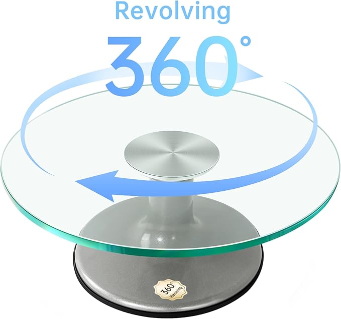 Uten Glass Cake Turntable for Decorating, 12 Inch Rotating Cake Stand, Large Revolving Cake Spinner Stand for Birthday, Party, Wedding Cake Baking Supplies Tools