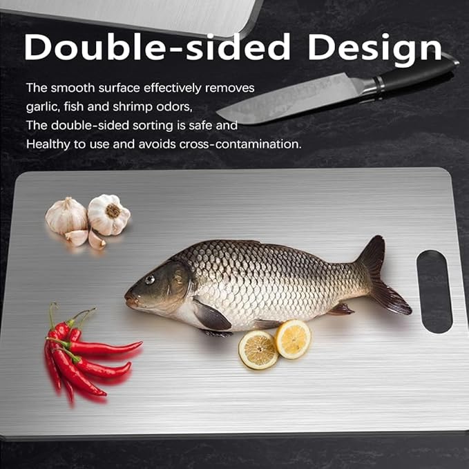 Titanium Cutting Board Set of 3,100% Pure Titanium Cutting Boards for Kitchen Double Sided,Hygiene Durable Dishwasher,Fruit & Vegetables （3P-M)