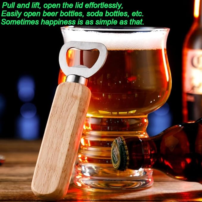 Wood Wine Bottle Opener, Beer Bottle Openers, Cider, Soft Drinks Bottle Opener for Home, Bar, Restaurant，Wedding Favors ，Wood Handle Handheld (set of 35)