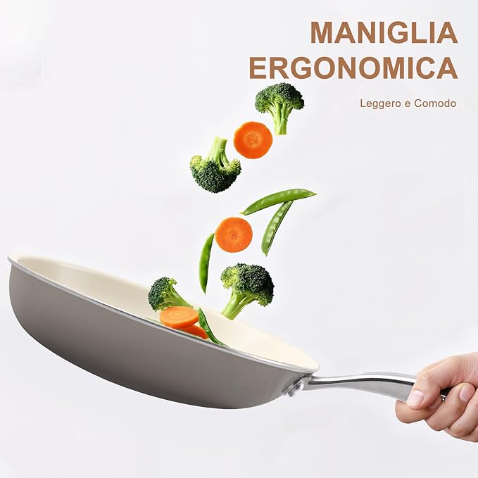 8.5 Inch and 10.25 inch Ceramic Nonstick Frying Pan Skillet - PFAS-Free, Non-Toxic, Oven Safe & Induction Ready, Aluminum Cookware with Stainless Steel Handle