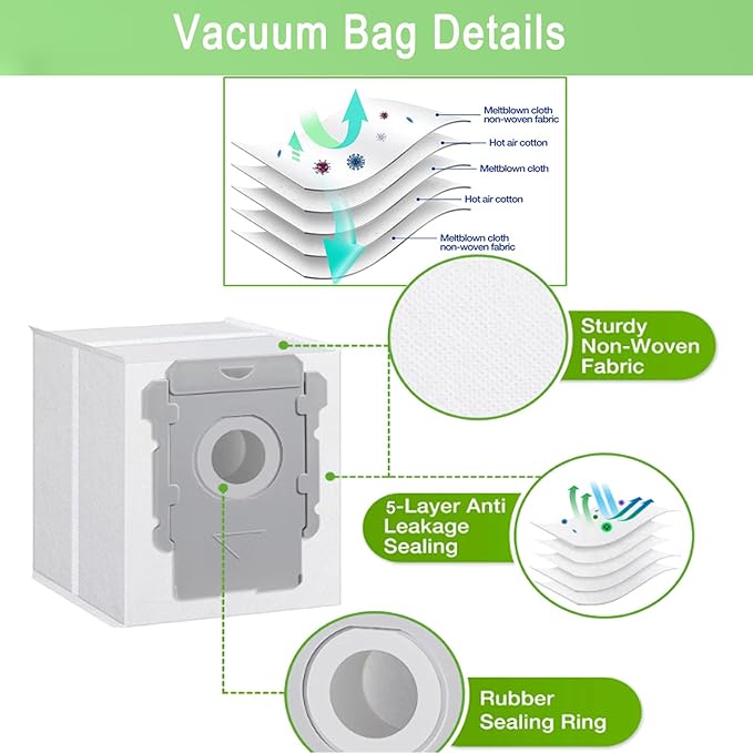 16 Pack Vacuum Bags Compatible with iRobot Roomba i7 i7+ i3 i3+ i8 i8+ j5+ i5+ i4 i4+ i1+ i6 i6+ j5+ j7 j7+ s9 s9 Plus Bags Automatic Dirt Disposal Bags