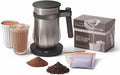 Hotel Chocolat Hot & Cold Drinking Chocolate System - The ALL-NEW Velvetiser from Kit includes hot chocolate maker, 10 serving taster box, mug and glass - Pewter Edition
