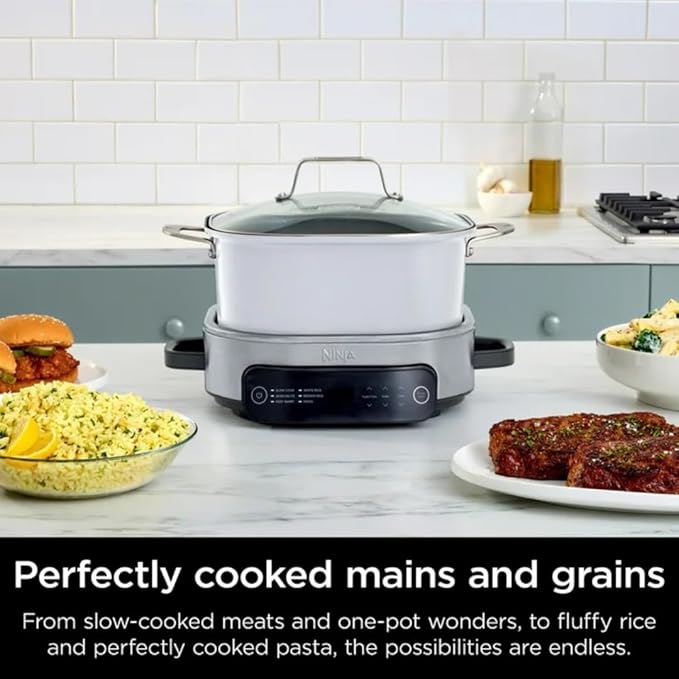 Multi-Cooker Ninja Foodi MC1100, Everyday Possible Cooker 6.5-Qt, 6-in-1 with Slow Cook, Slow Cooker, Sear/Sauté, Rice & Pasta Functions,Compact Design,Replaces 10 Kitchen Appliances,Easy Cleanup