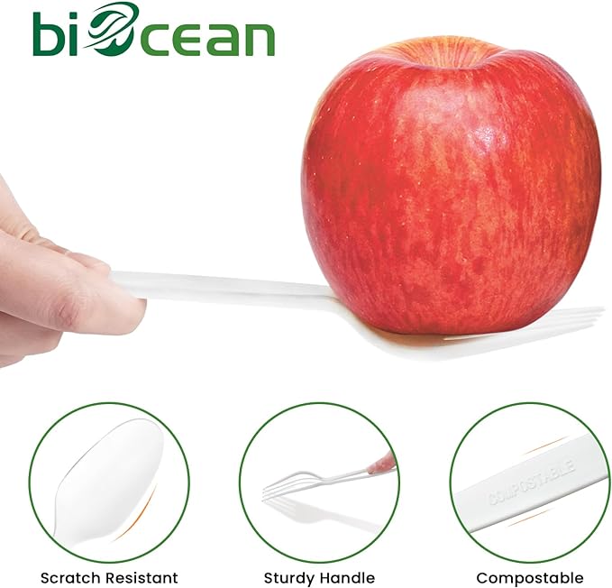 Extra Heavyduty Compostable Cutlery Set - 190 Count Large Disposable Utensils No Plastic Forks Spoons Knives Biodegradable Fork Eco Friendly Silverware for Party,BBQ,Daily Use,Events,Picnic
