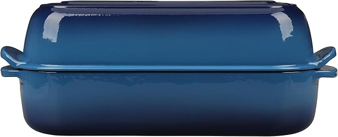 Enameled Cast Iron Loaf Pan with Lid, Dutch Oven Bread pan for Homemade Sourdough Bread Baking, 12.5x5.5 inch, 5qt, Lake Blue