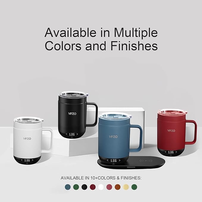 16Oz Temperature Control Smart Mug, Self Heating Coffee Mug LED Display, 180 Min Battery Life - Hot up to 149℉ Fast Wireless Charger Base Improved Design coffee serving sets mug(16oz, Slate Blue)