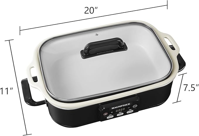 Magnifique 4 Quart Casserole Digital Slow Cooker, Premium Ceramic Bakeware for Oven, Dishwasher Safe Baking Dish,Black