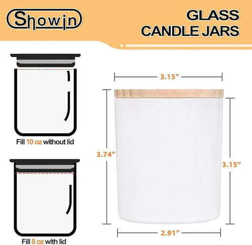 10 OZ Thick Candle Jars for Making Candles 15 Pcs, Empty Jars with Wood Lids for Candle Making, Sample Container, Light White