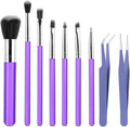 9 Pieces Candy Cookie Decoration Brush Cake Decorating Brushes Tools Set Cakes Pastry Baking Brushes Paint Brush Stainless Steel Straight Curved Tip for Baking Fondant DIY Cake Sugar(Purple Color)