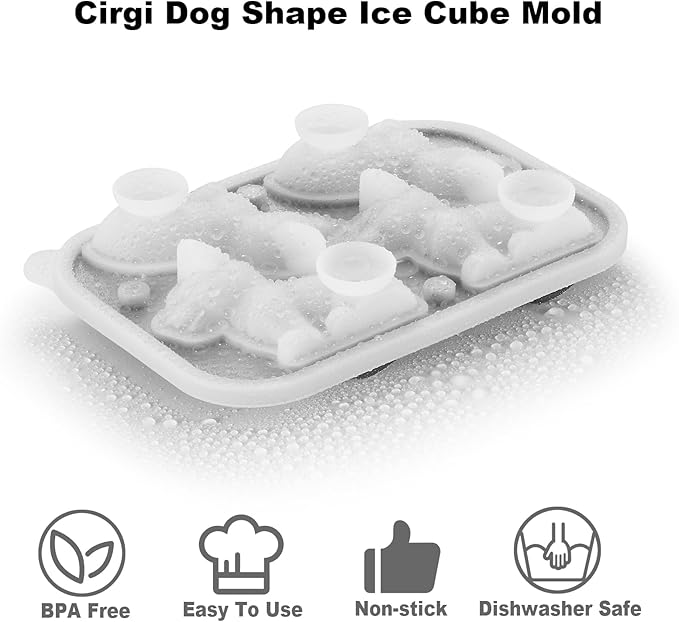 Nax Caki Corgi Dog gifts 3D Ice Cube Mold Fun Shapes, Large Craft Ice Mold, Big Dog Ice Cube Trays for Whiskey Cocktails Bourbon