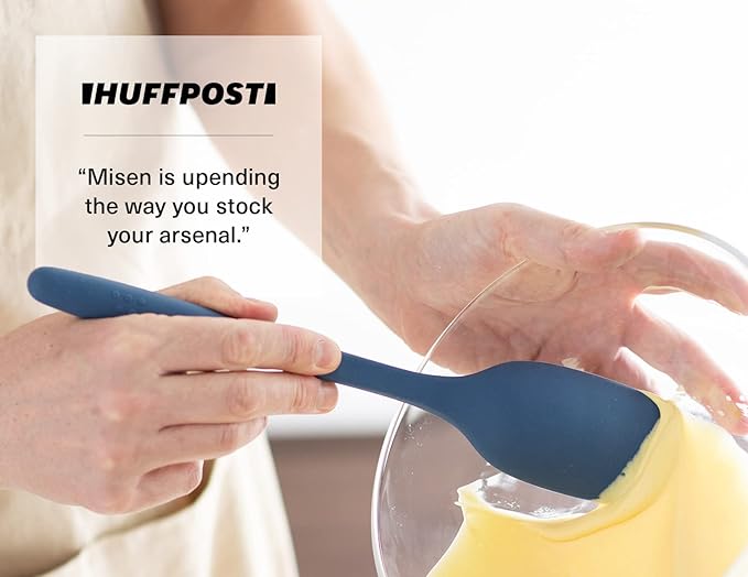 Misen Spoontula - Dishwasher Safe, Heat resistance, Nonstick Safe - Professional-Grade Versatile Kitchen Tool for Stirring, Spponging, Folding and Flipping - 4 Tools in One - Built to Last - Blue