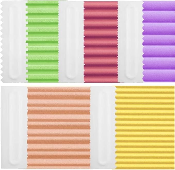 Cake Scrapers Set Decorating Comb and Icing Smoother, Plastic Sawtooth Scraper Polisher Butter Mousse Cream Cake Edge DIY Tool -8 Design Textures (Blue)