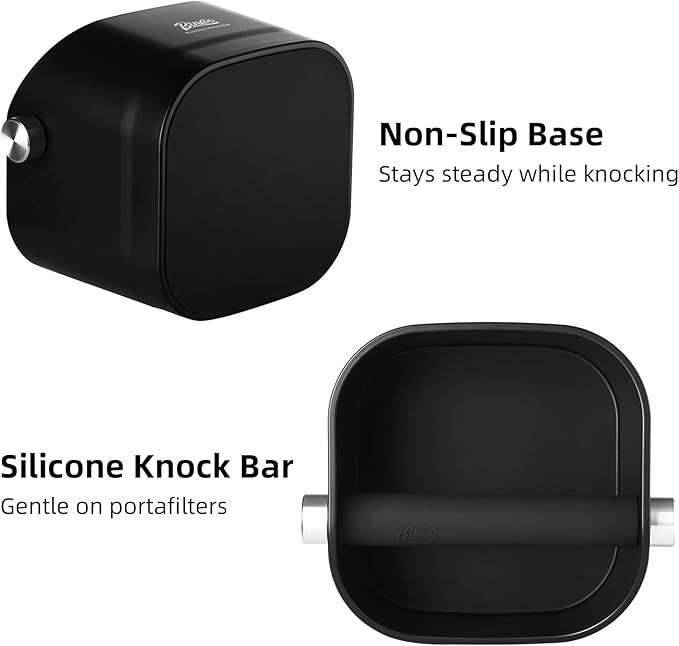 Espresso Knock Box - Bincoo Black Espresso Machine Knock Box/Espresso Grounds Knock Box, Barista Style Coffee Knock Box for Grounds with Removable Shock-Absorbent Knock Bar and Anti-Slip Base. (Black)