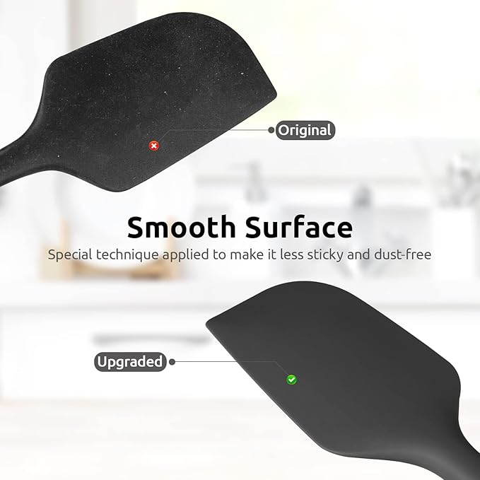 14in Extra Large Silicone Spatula: U-Taste 600ºF Heat Resistant Flexible Silicon Mixing Stirring Cooking Scraping Baking Bowl Scraper Seamless Spreader for Kitchen Nonstick Cookware (Black)