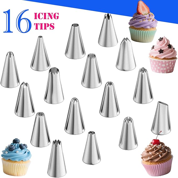 124 PCS Cake Decorating Kit with Cake Stand Turntable, Piping Bags and Tips Set, 100+1 Piping Bags, 12 Icing Piping Tips, 3 Scrapers, 2 Spatulas, Manual Egg Whisk, Baking Supplies for Cake Lovers