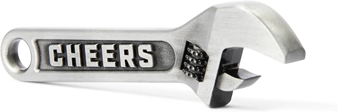 Wrench Bottle Opener - Heavy Duty Beer & Soda Cap Opener - Unique Bar Tool Gift for Men - Multitool Kitchen Gadget (Antique Silver)