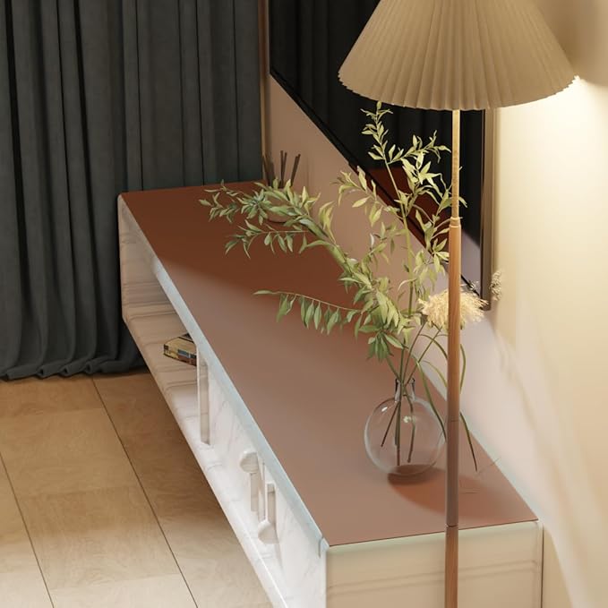 Leather Dresser Cover,1.8mm Thick,14x96 Inch,Dresser Protector Top,Dresser Top Protector,Dresser Cover Top,Dresser Top Cover,Dresser Cover Top for Bedroom.(Brown+Gray,14x96)