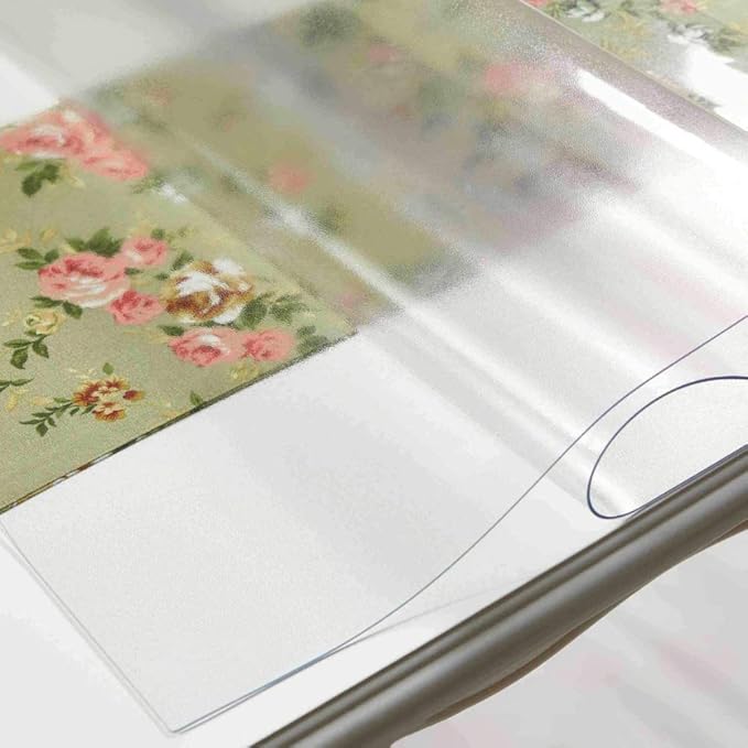 NECAUX Custom 42 x 87 Inch Frosted Table Cover Protector, 1.5mm Thick Wood Grain Transparent Table Pad Non-Slip Tablecloth Plastic Protective Pad for Dining Room Table, Conference Table