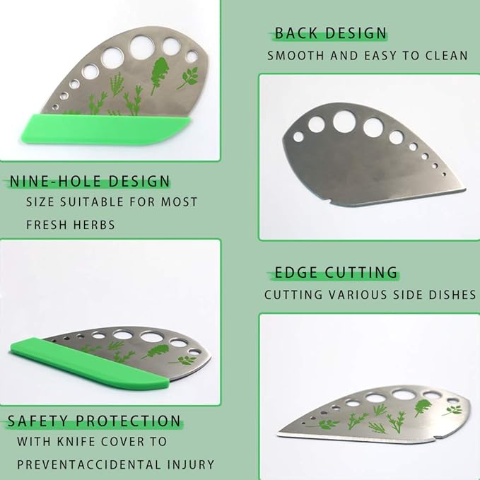 3 Pack Stainless Steel Herb Cutter Stripper, 9 Holes Kitchen Leaf Herb Stripper, 2 in 1 Design Herb Stripper Tool, Herb Leaf Stripping Tool Metal Herb Pealer Remover
