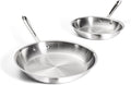 All-Clad D3 3-Ply Stainless Steel Fry Pan Set 2 Piece, 10, 12 Inch, Induction Oven Broiler Safe 600F, Kitchen Cooking Set, Skillets, Durable Frying Pans, Professional Pots and Pans Set Cookware Silver