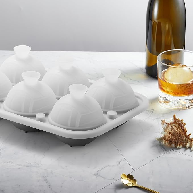 Nax Caki 3D Volleyball Ice Cube Tray, Large Volleyball Silicone Fun Shapes Whiskey Ice Mold with Funnel for Cocktails, Bourbon,Brandy, Whiskey Gifts for Men