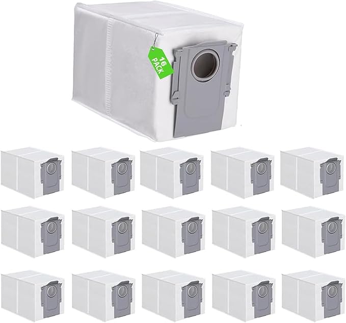 16 Pack Dust Bags Compatible with Roborock Q Revo Robot, Qrevo MaxV, S8 Max Ultra, S8 MaxV Ultra, QV 35A, Qrevo S5V, QV35S, Saros 10, 10R, Z70, S5X, Qrevo Edge S5A Robot Vacuum, 2.7L Large Capacity