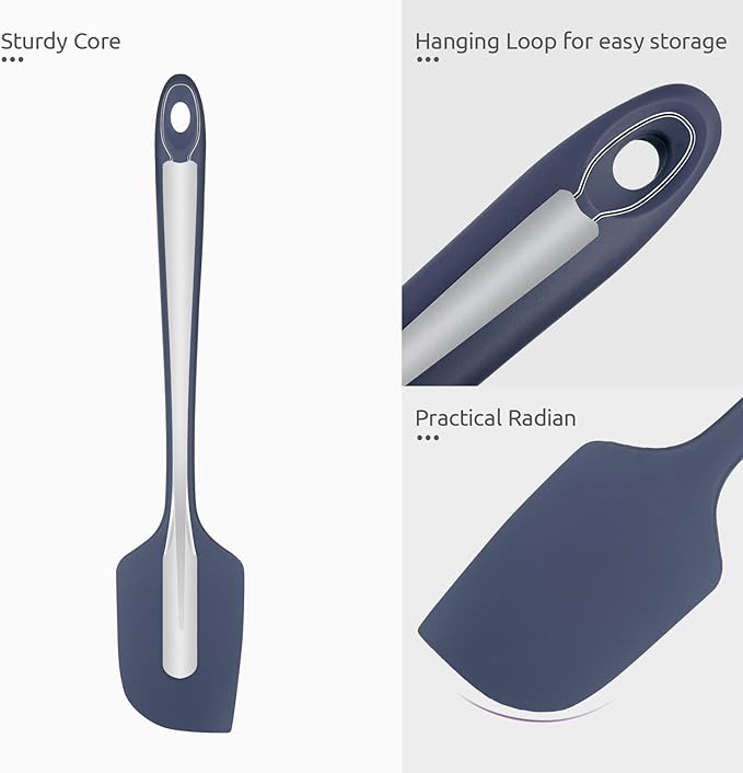 14" Extra Long Silicone Spatula: U-Taste 480ºF Heat Resistant Flexible Baking Mixer Scraper, Large Rubber Mixing Stirring Scraping Seamless Kitchen Turner Utensil for Nonstick Cookware(Midnight Blue)