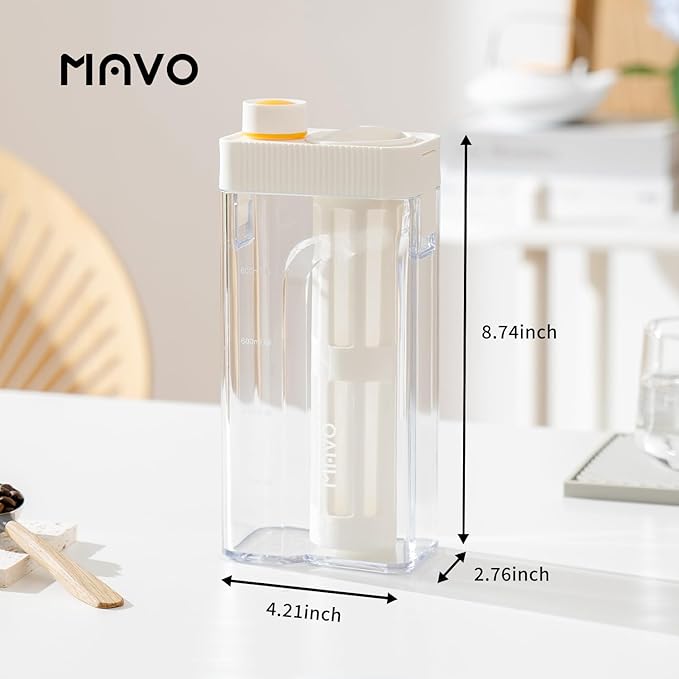 MAVO Cold Brew Coffee Maker, 27oz Iced Coffee Maker and Tea Brewer, Fine Mesh Filter, Leak-Proof Seal, Removable Design for Easy Cleaning, Durable Tritan Material, Space Saving - Home and Camping