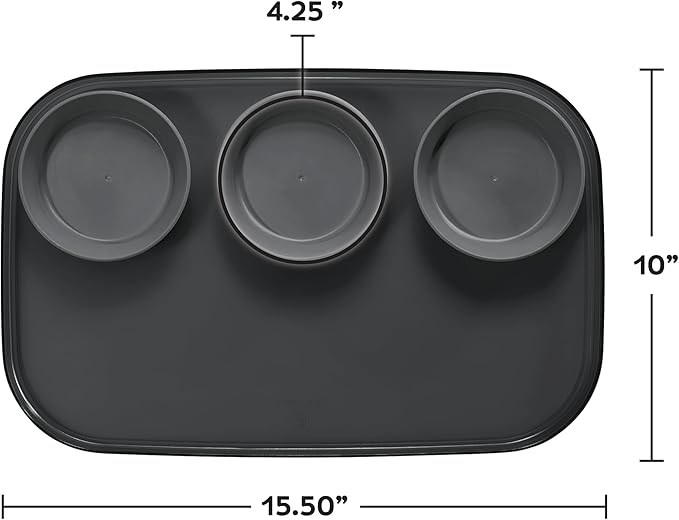 madesmart dipware 3 Bowl Serving Tray, Collapsible & Removable Dip Bowls for Charcuterie, Guacomole, Snacks, Veggies, Premium Dishwasher & Microwave Safe, Multipurpose Plate & Bowl, Teal