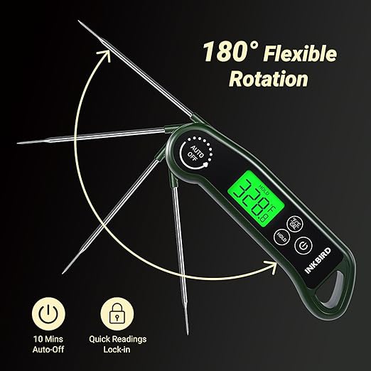 INKBIRD 0.5 Seconds Instant Read Meat Thermometer for Cooking RHT-11K, ±0.5℉ Accuracy Digital Food Thermometer with 1.42inch Large Screen, Waterproof Kitchen Thermometer for Candy, Grill, BBQ, Brewing