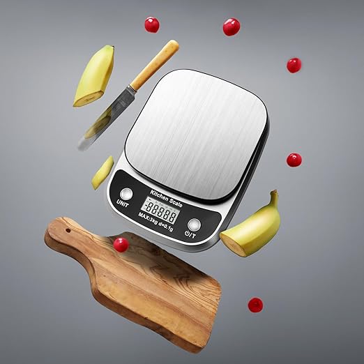 Food Kitchen Scale Digital Weight Grams and Oz，Professional Small Digital Kitchen Food Scales 3kg/0.1g for Weight Loss