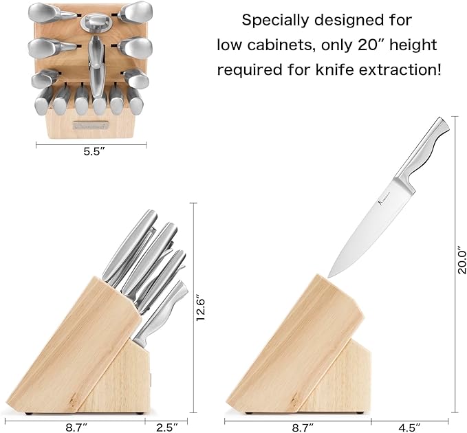 15 PCS Kitchen Knife Set with Non-Slip Handle, Ultra Sharp High Carbon Stainless Steel