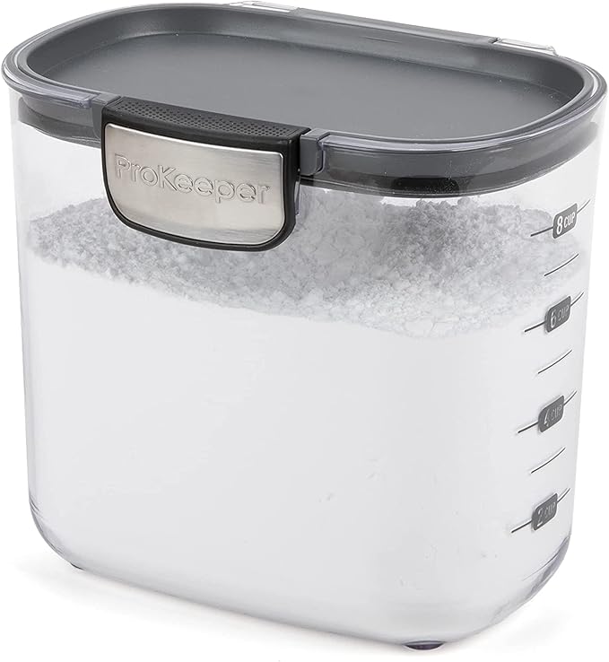 Progressive International ProKeeper+ Clear Plastic Airtight Food Baker's Kitchen Storage Organization Container Canister Set with Magnetic Accessories, 2- Piece Set (Powdered & Brown Sugar 1.4-Quart)