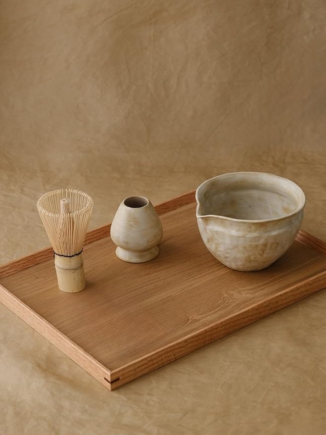 6-pcs Japanese Matcha Whisk Set with Handmade Wabi-Sabi Ceramic Bowl(Chawan),Bamboo Chasen, Whisk Holder, Scoop, Sifter & Tea Towel,Matcha Ceremony Kit,(Sandstone Reactive Glaze)