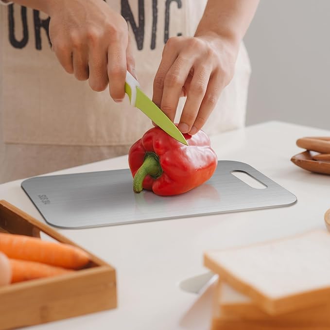 4 Pcs Stainless Steel Cutting Board for Kitchen 304 Steel Chopping Dishwasher Safe Metal Cutting Board Set for Kitchen Meat Fruit Vegetable (15.4''x11'',13.4"x9",11.8"x7.9",9.5"x6")