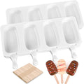 WMKGG Popsicle Silicone Molds Set, 2 PCS Ice Cream Molds with 50 Wooden Sticks for Cake Pop, Ice Pop, Cakesicles, (Standard Size/White) …