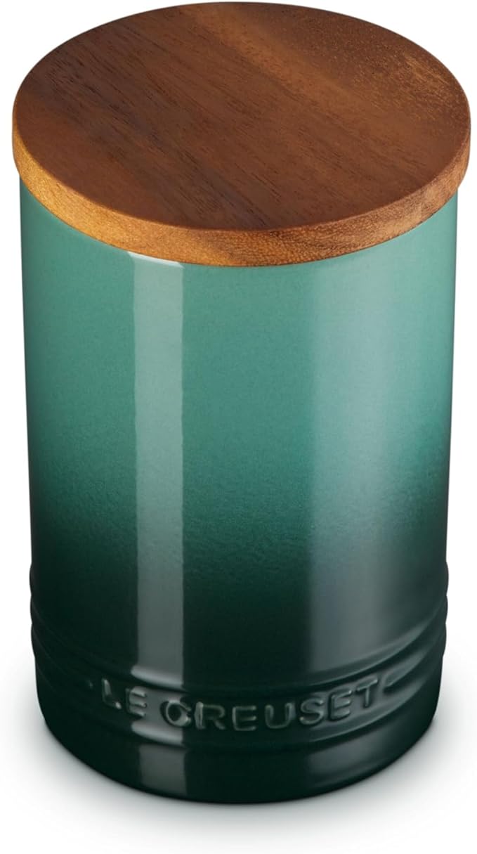 Le Creuset Signature Salt Cellar and Storage Canister with Wood Lid, 26 oz., Artichaut