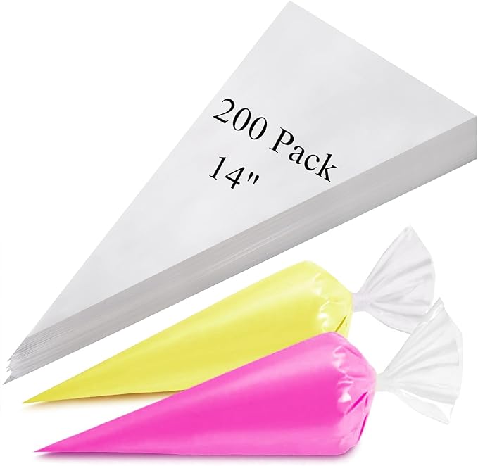 200 Pieces Disposable Piping Bags - 14 Inch, Anti Burst Pastry Bags, Tipless Piping Bags, Icing Bags, Frosting Bags, Piping Bag, Cookie Decorating Supplies