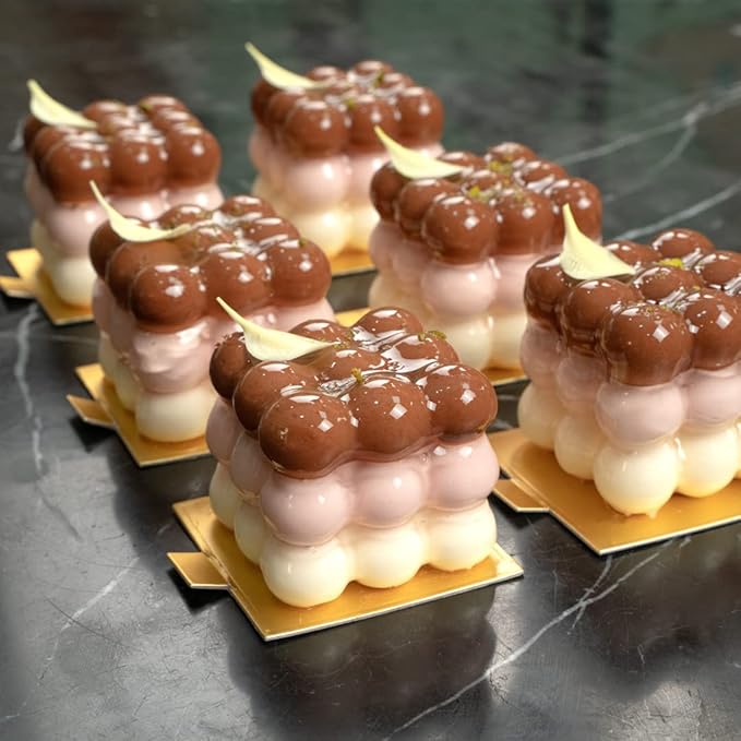 Restaurantware-6 Cavities Pastry & Baking Mold, 1 Oven-Ready 3D Mold - Flexible, Freezable, White Silicone Silicone Mold For Baking, Easy Release, For Chocolate, Cheesecake, Jelly, Or Mousse