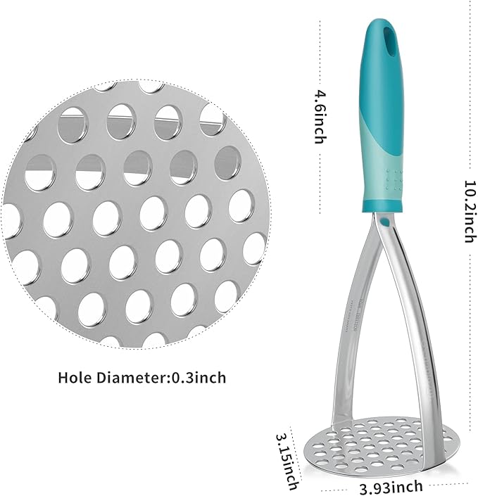 Joyoldelf Heavy Duty Potato Masher, Stainless Steel Integrated Masher Kitchen Tool & Food Masher/Potato Smasher with Non-slip Handle, Perfect for Bean, Vegetable, Fruits, Baby Food, Avocado, Meat