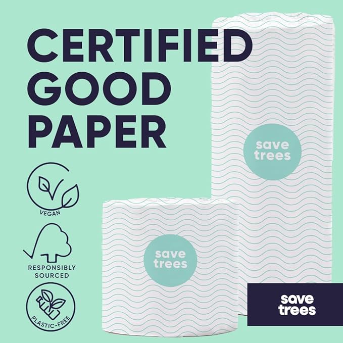 Save Trees Bamboo Paper Towels 24pk - 3600 Sheets Rolls Ultra Absorbent & Durable Eco-Friendly Paper Towels -FSC-Certified, Vegan