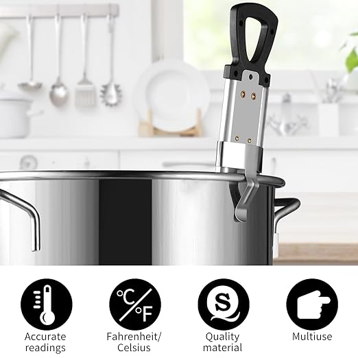 New Candy Thermometer with Pot Clip, Stainless Steel Cooking Thermometer Deep Fry Oil Kitchen Cooking Thermometer with Hanging Hook for Food, Candy Thermometer for Candy Making
